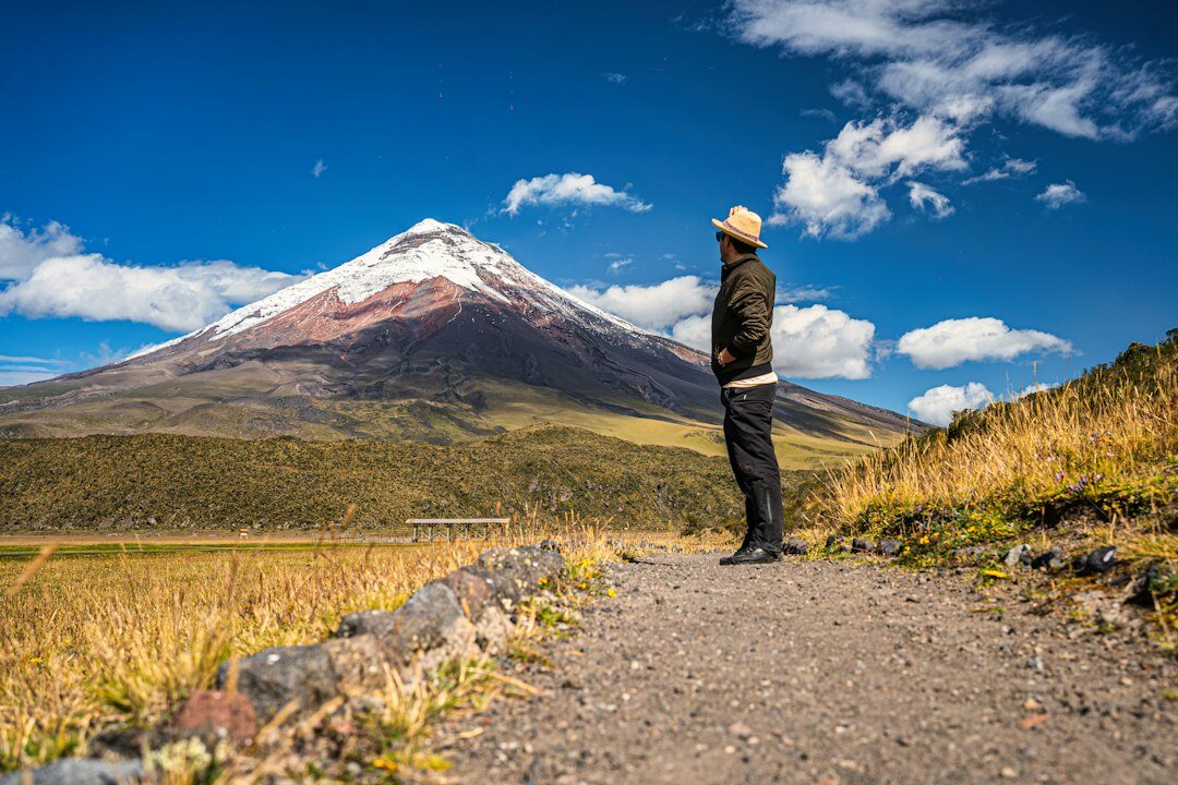 man meeting stranger in andes mountains